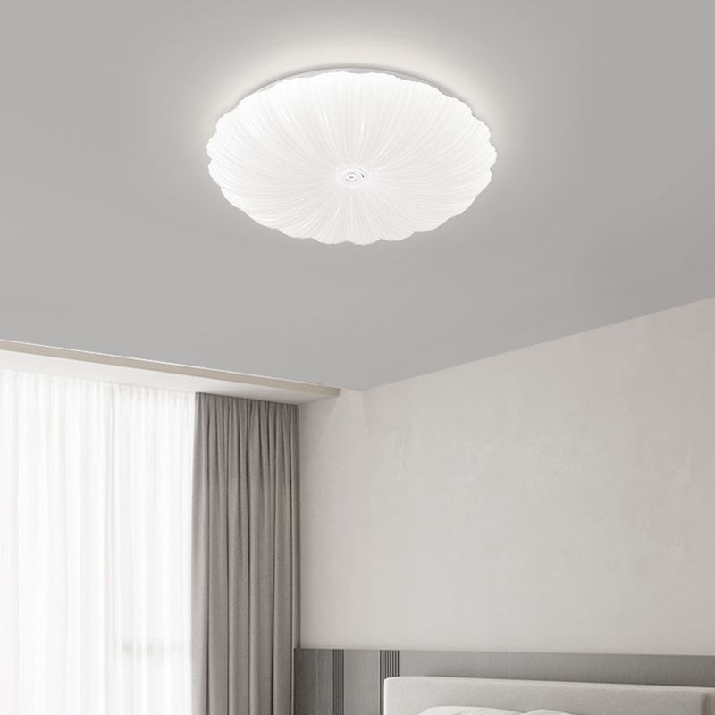 Iron and Acrylic LED Ceiling Flush in White Finish Round Flush Mount
