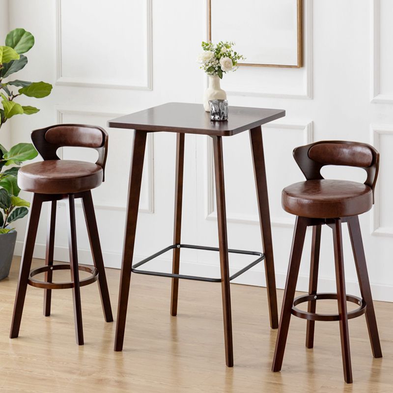 Modern Style Square Solid Wood Footrest Top Bar Dining Table for Home