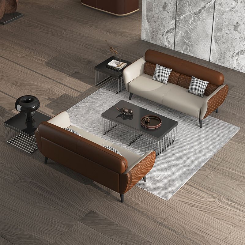 31.49" D x 33.46" H Flared Arm Sofa Faux Leather Sofa for Living Room