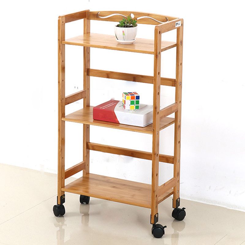 Natural Urban Etagere Bookshelf Manufactured Wood Bookcase with Caster Wheels