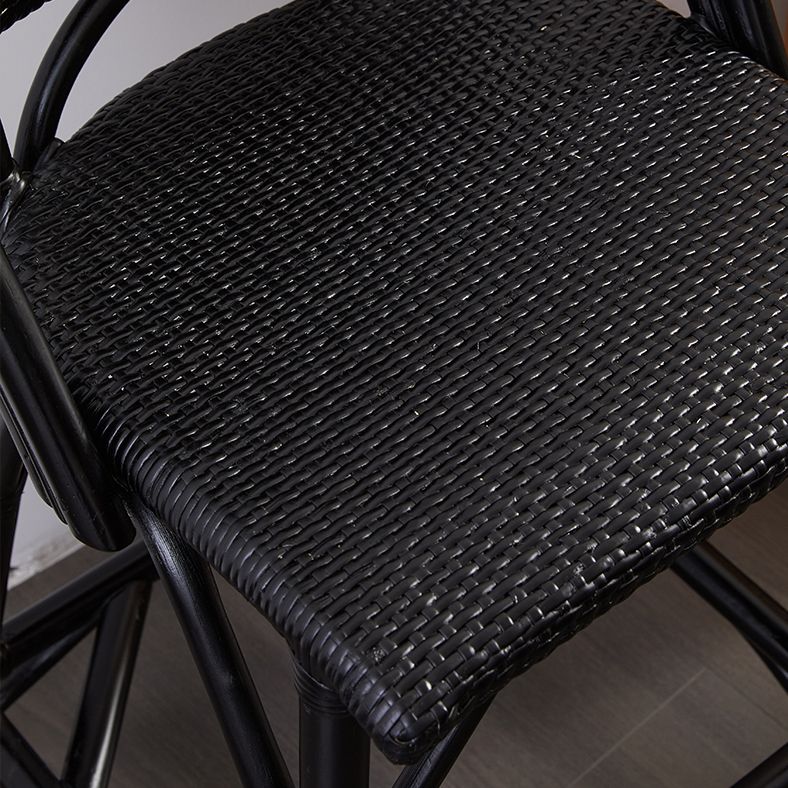 Black Wicker Counter Stools Contemporary Indoor Stools with Wood Frame
