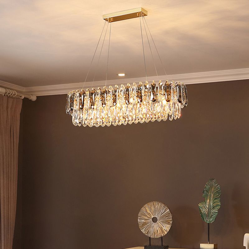 Crystal LED Island Light Modern Minimalism Living Room Hanging Chandelier