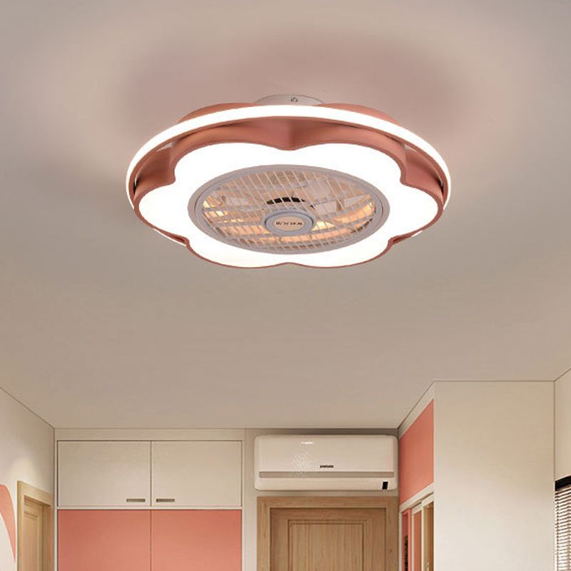 MODERNAL MOTALLISME MÉTALLIQUE DE 28 "LEDTHER LED PADIR LAMPE FAN PRODUCE FAN en noir / rose / bleu