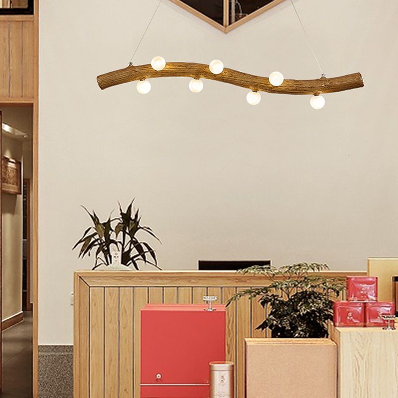 Resin Island Lights Lámparas de suspensión de tocón de restaurante múltiples de múltiples cabezas con sombra de vidrio