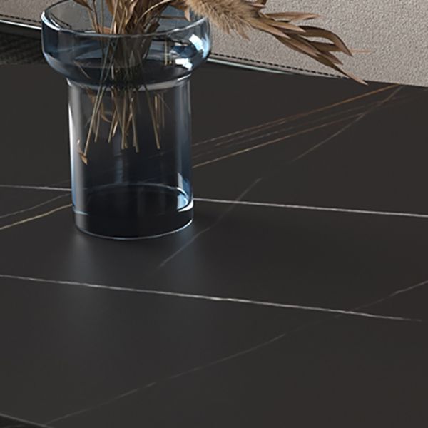 Glam Style Metal Base Cocktail Table Black and White Slate Top Coffee Table