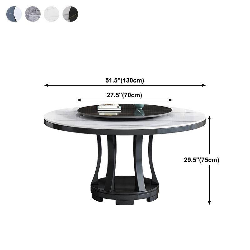 Modern Rubberwood Home Table Round Pedestal Convertible Dining Table
