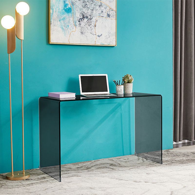 Modern Style Coffee Table with Rectangular Black/transparent Tempered Glass Abstract Base