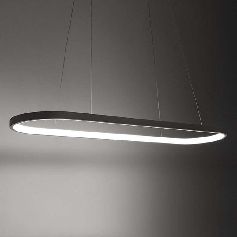 Black Minimalism LED Island Light Aluminum Alloy Lamp Body Modern Style Lighting Fixture with 39.3" Adjustable Hanging Wire