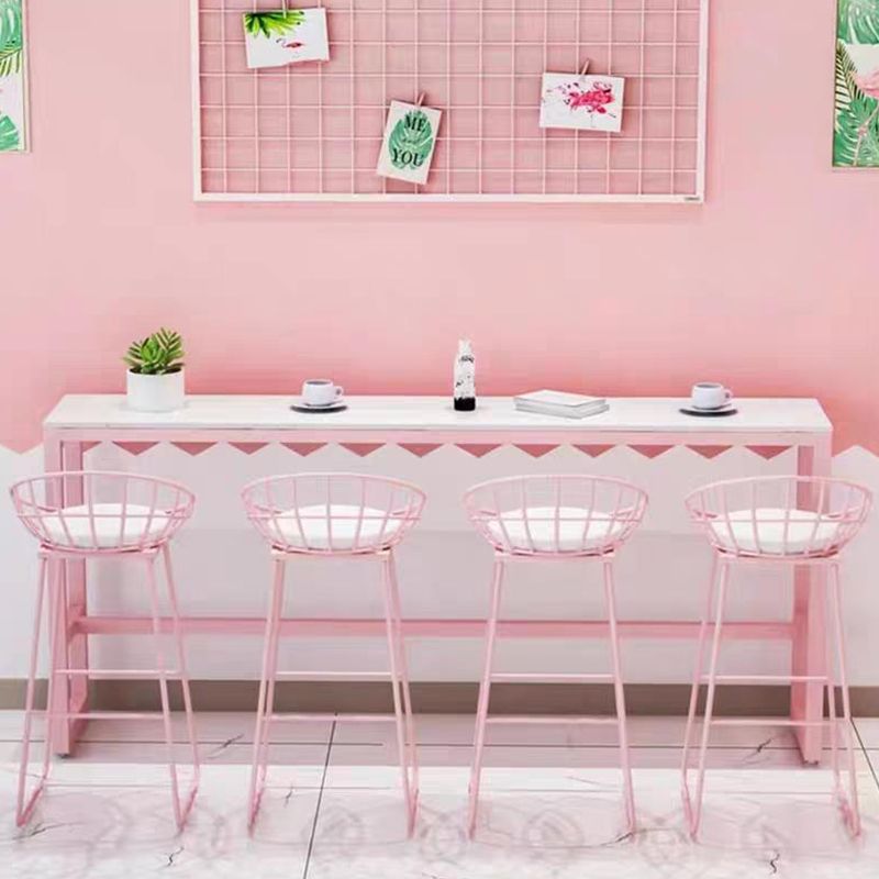 Glam 1/5 Pieces Bar Table Set Rectangle Stone Counter Table with High Stools