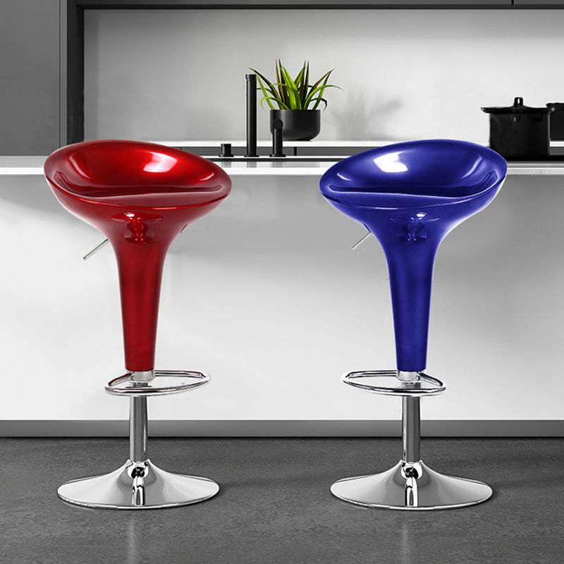 Modern Adjustable Height Swivel Armless Bar Stool with Metal Base