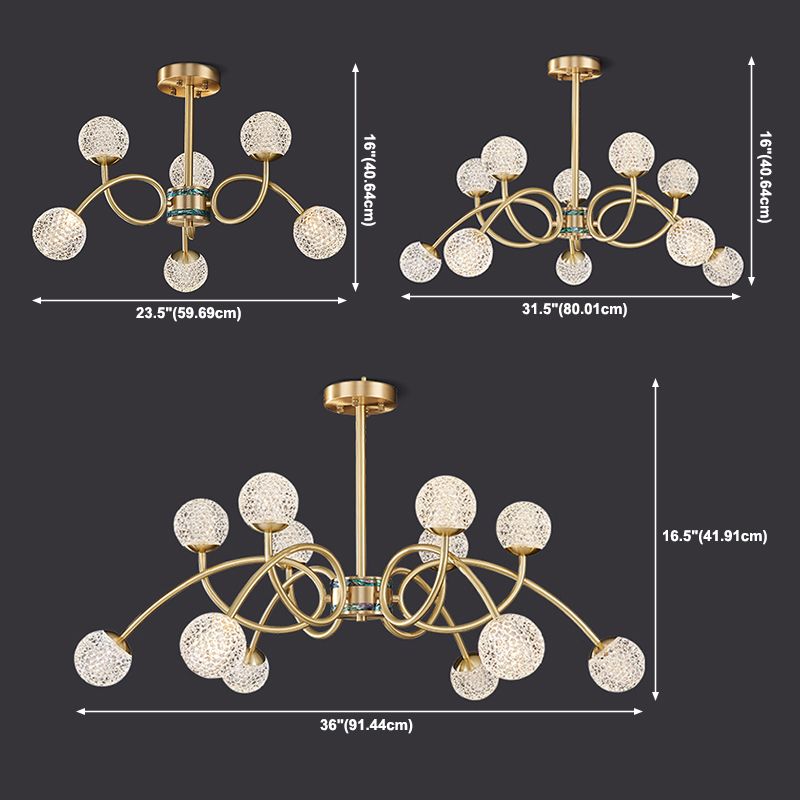 Lámpara de suspensión de techo dorada de forma de lámpara de lámpara de metal modernista