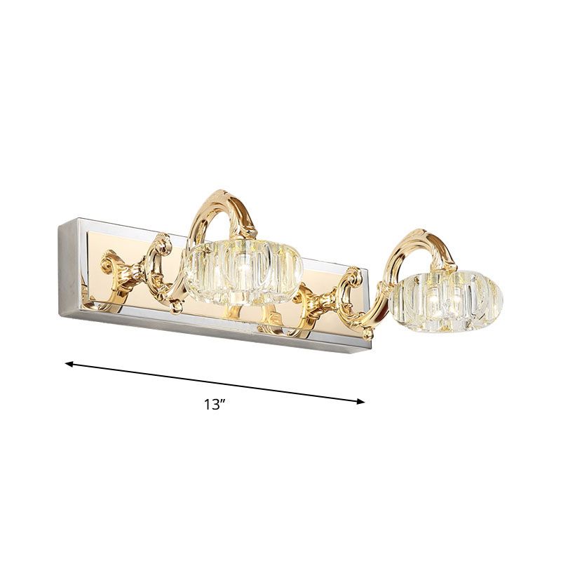 Lampada a parete per ombra rotonda Modernismo Metal 2/3/4 Bulbi Gold Finitura Vanity Lighting With Curved Brain, 13 "/19" W