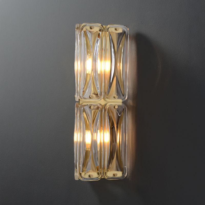 Modern Wall Sconce Metal Geometric Shape Wall Light with Glass Shade for Bedroom
