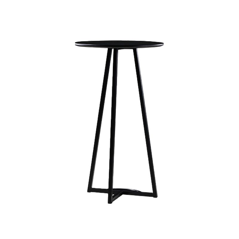 Contemporary Wood Top Round Bar Dining Table with Metal Base