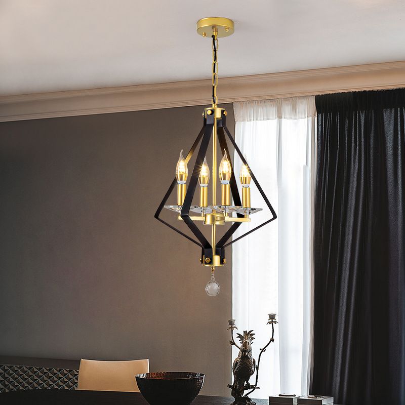 Chandelier géométrique Metal industriel 4 lumières Pendant le lustre pour salle à manger