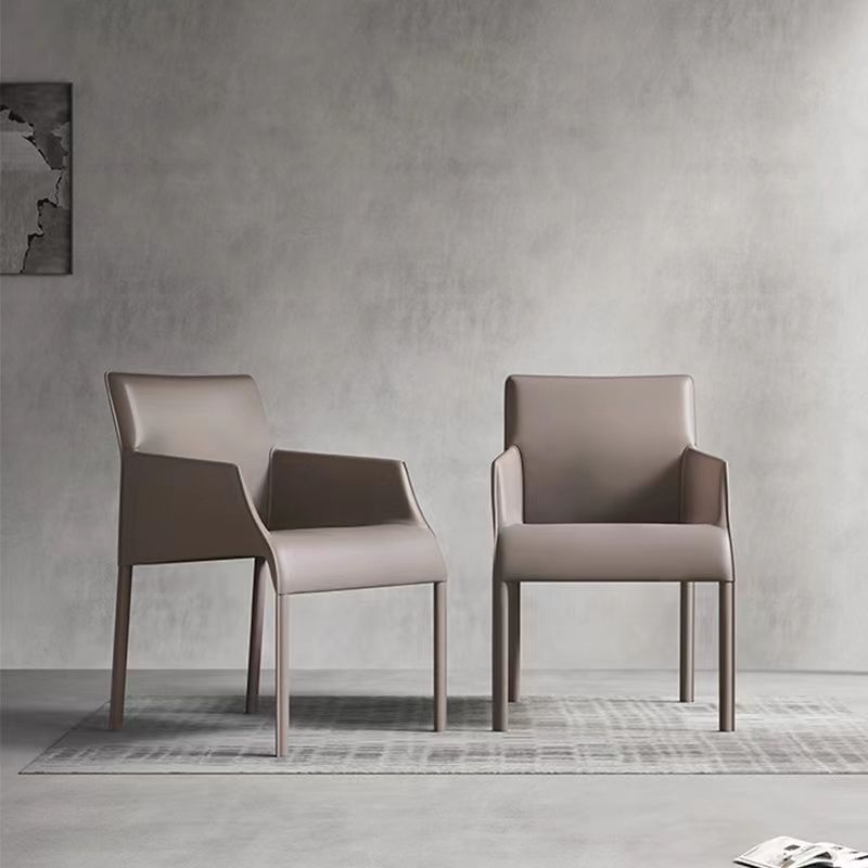 Dining Room Parsons Chair Indoor Faux Leather Upholstered Arm Chair