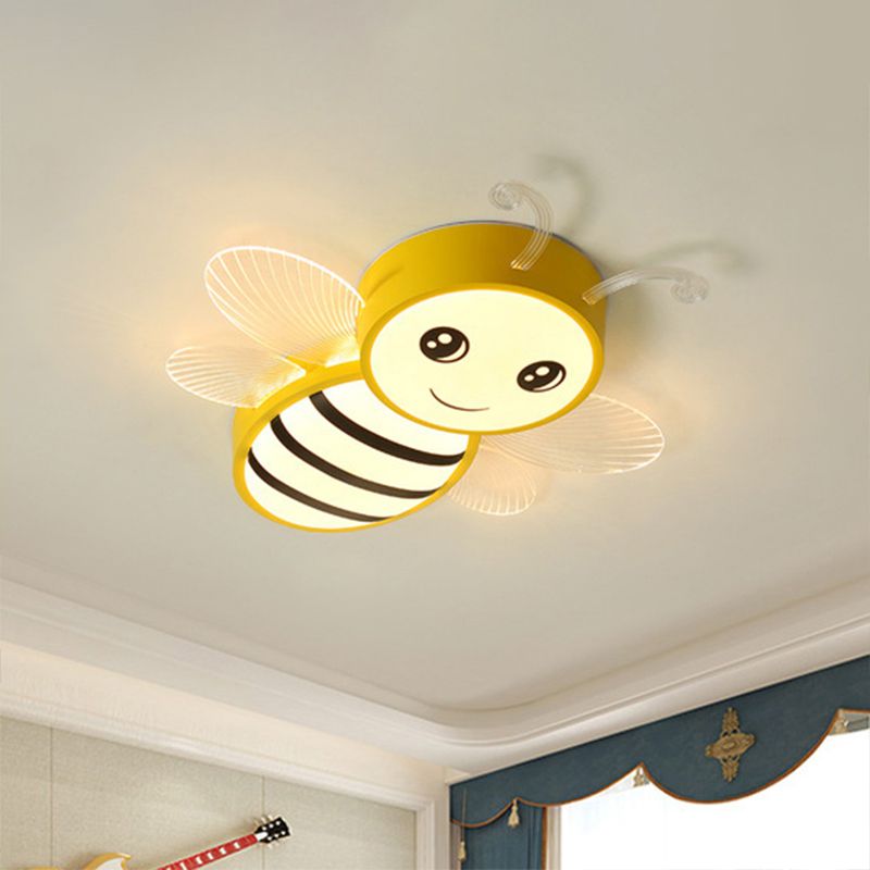 Metal Bee Flush Mount Plafond Verlichting Armatuur Kids Stijl LED Dicht Bij Plafond Lamp