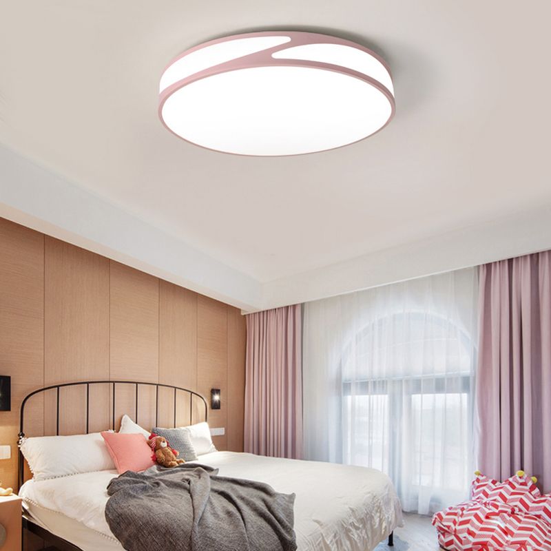 14 "/18" /21.5 " W Round Shape Flush Monte Light Macaron Loft Acrilico Candy Color Fissture in Blu / Green/Pink / Yellow for Kid's Room