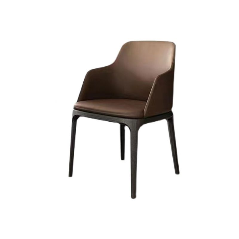 Fauteuil de maison en cuir scandinave, finition mate, chaise de salle à manger à dossier solide (Ensemble de 2)