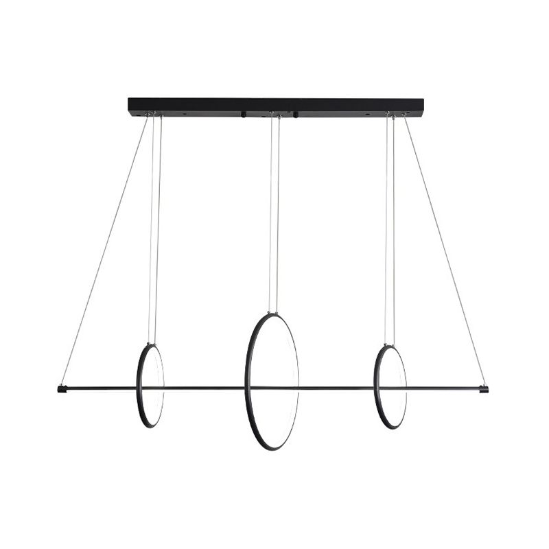 Circle and Linear Pendant Lamp Minimalist Acrylic Black/Gold LED Island Lighting in Warm/White Light, 35.5"/43" Width