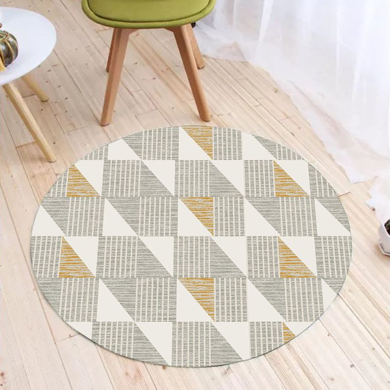 Tapis rond moderne tapis géométrique de tapis lavable de tapis en polyester non glissant pour le salon