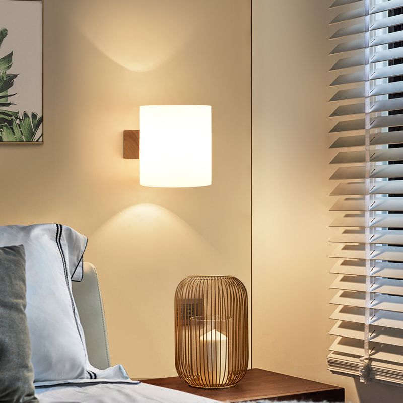 Cilindrische melkglas SCONCE LAMP BELIMTE MODERNE STYLE WIT WANDELE MOETEN LICHT