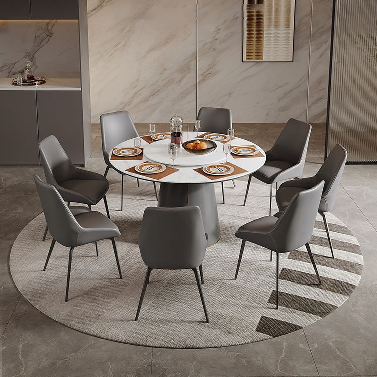 Modern Stone Furniture 1/2/5/7/9 Pcs Round Shape Dinette Table with Upholstered Chair