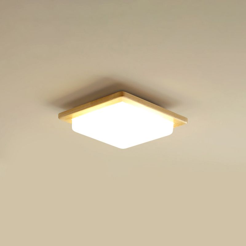Square Shape Glass Flush Light Modern Style 1 Light Flush Mount Fixture in Brown