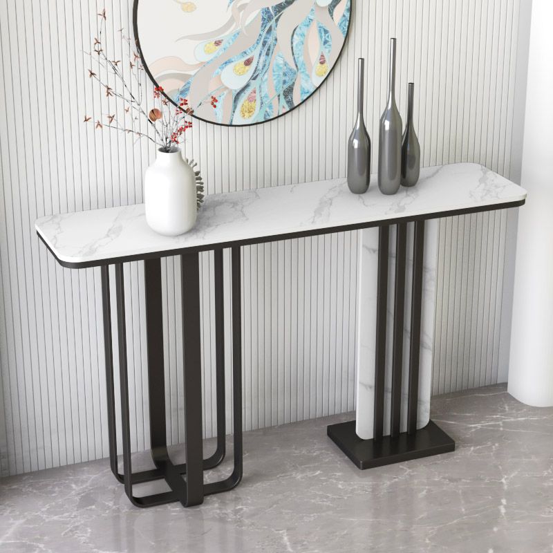 Modern Stone Console Table 31.5" Tall Stain Resistant Accent Table
