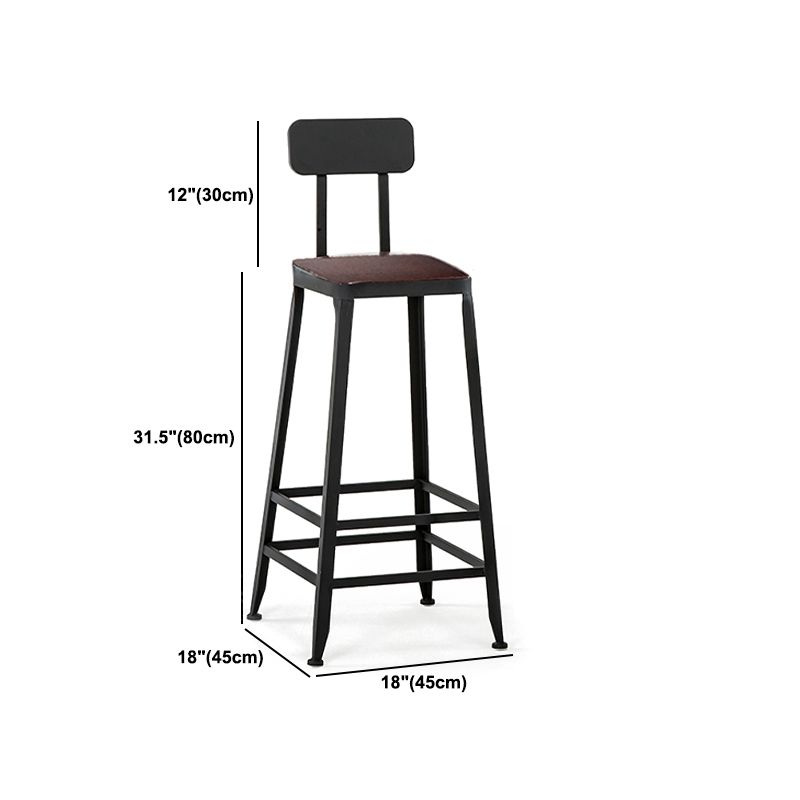 Industrial Black Counter Chair Squared Metal Footrest Counter-height Stool