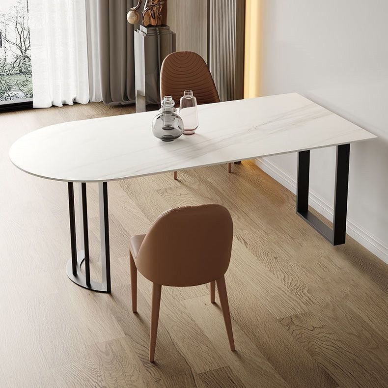 Modern Dining Table Sintered Stone Table with Metal Legs for Home Use