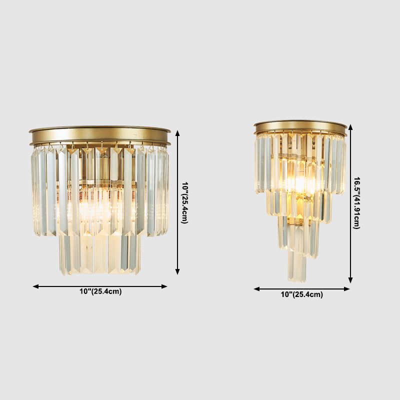 Postmodern Style Crystal Wall Light Layered Wall Sconce for Living Room