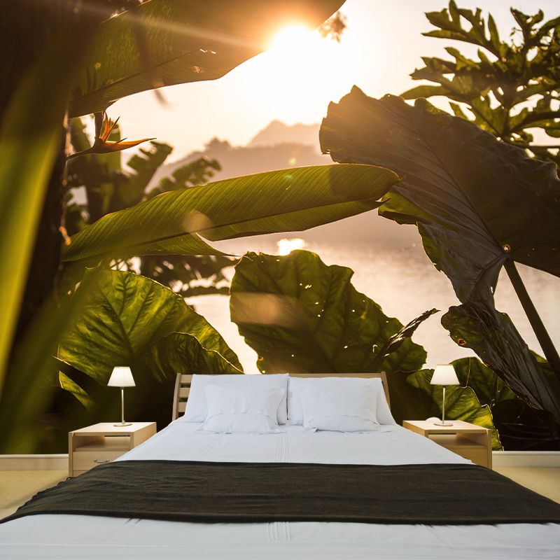 Stunning Wall Mural Tropical Plant Leaf Pattern Living Room Wall Mural