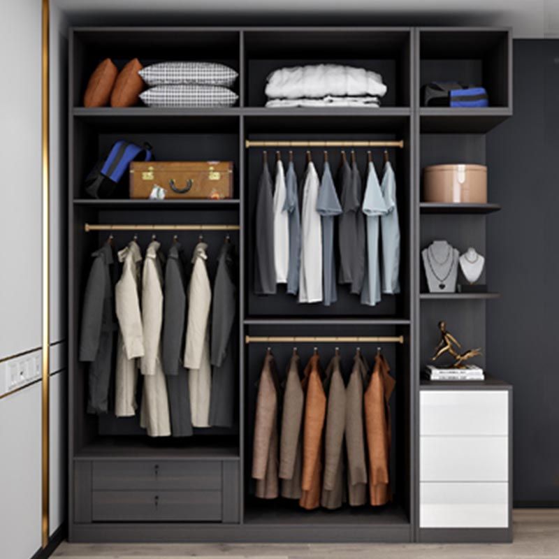 White Wooden Wardrobe Modern Cloth Rod Included Wardrobe Closet for Home