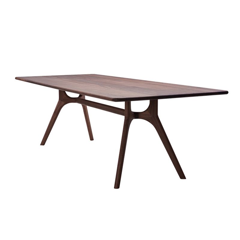 Contemporary Style Pine Dining Table 4 Legs Solid Wood Rectangle Table for Home