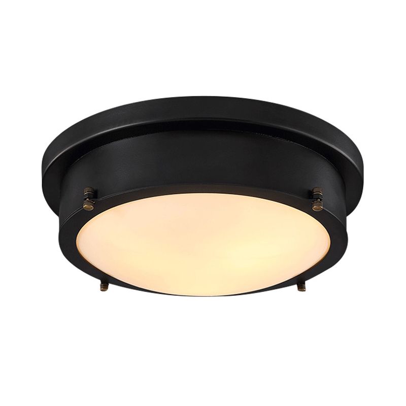 10"/14" W ijzerzwart plafondgemonteerd licht cirkel LED traditionele inbouwlamp voor gang, warm/wit/3 kleuren licht
