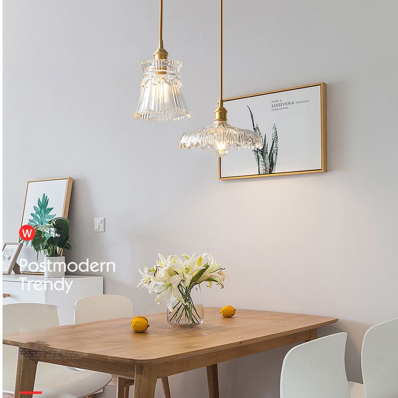 Kit di luce sospesa industriale in vetro trasparente a 1 luci a 1 lutto Luce per sala da pranzo