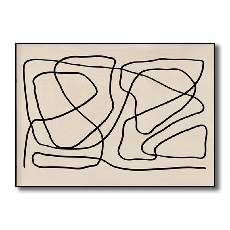 Chaos Line Canvas Wall Art Black and Beige Minimalism Wall Decor for Living Room