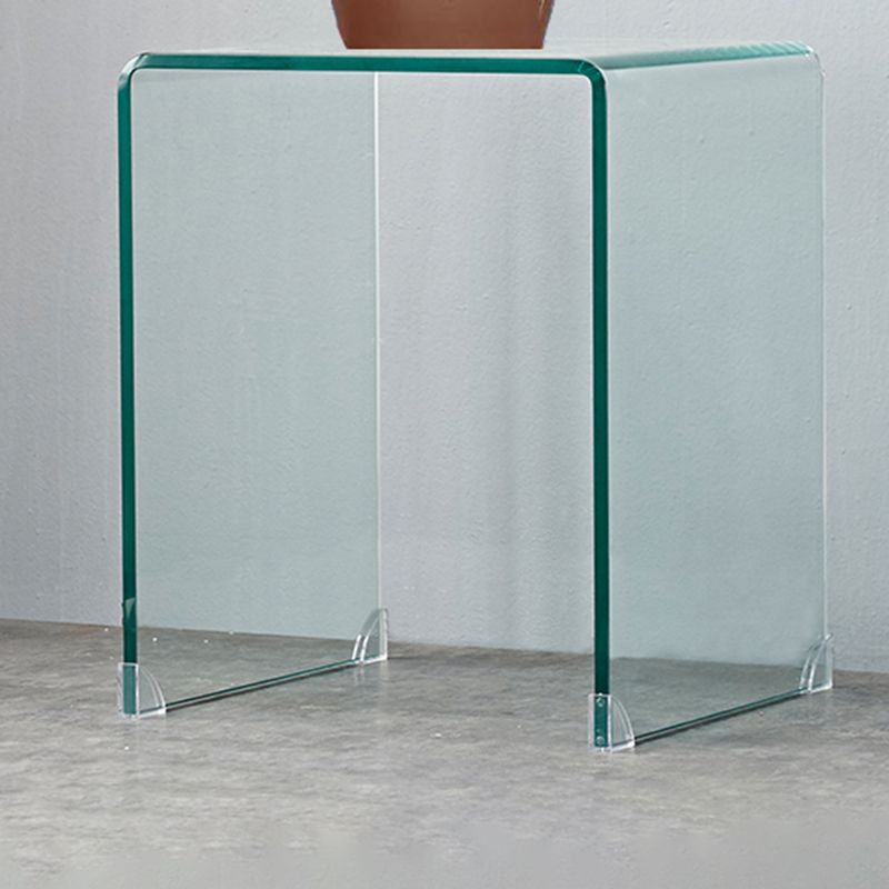 Modern Glass Sled Side End Table Minimalist Square Corner Table