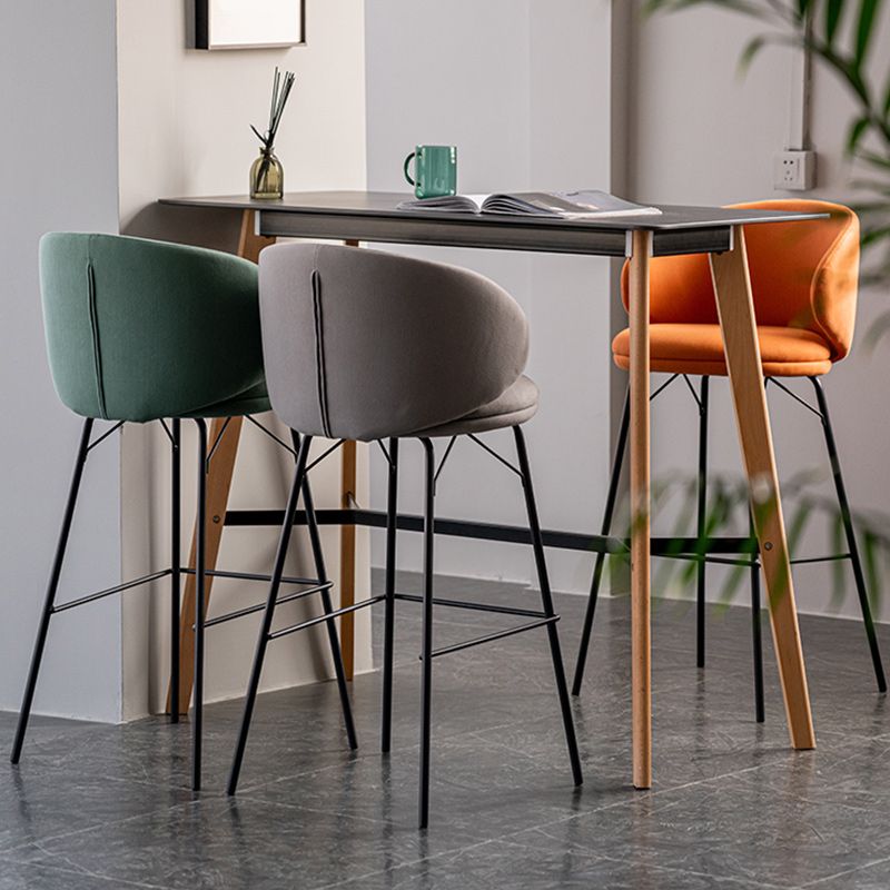 Modern Backrest Armless Counter Stool Upholstered Bar Stool with Metal 4 Legs