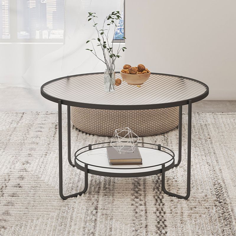 Modern 1 Single Frame Coffee Table Round Cocktail Table with Storage