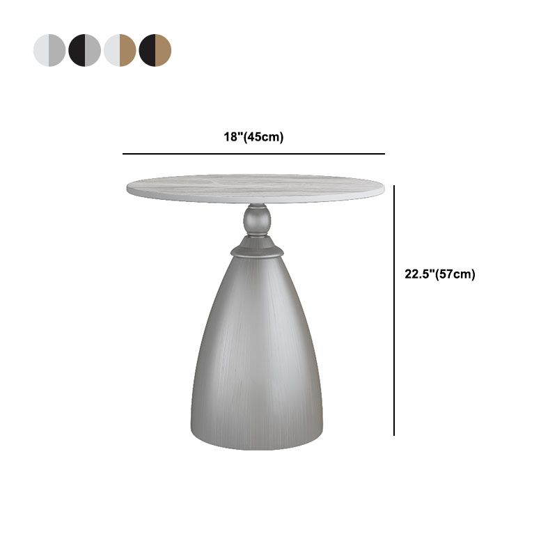 22.4" Tall Iron Pedestal End Table Modern Round Slate Top Side Table