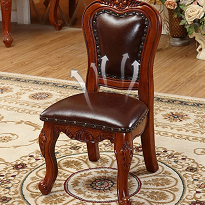 Silla de comedor de estilo tradicional, sillas laterales sin brazos de cocina con patas de madera
