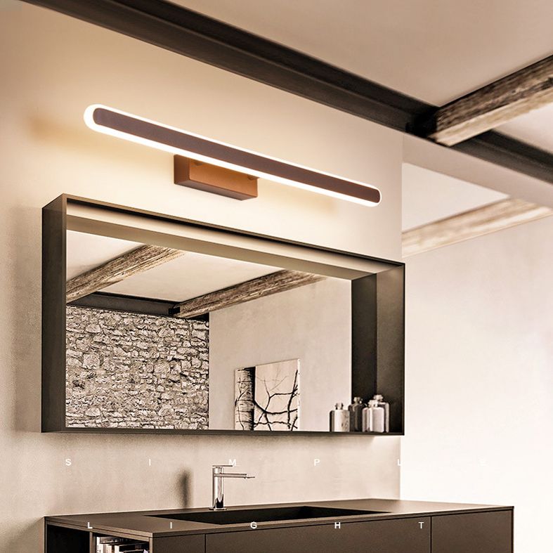 Brown Contemporary Linear Wall Mounted Light Fixture 1-Light Sconce Light for Bathroom