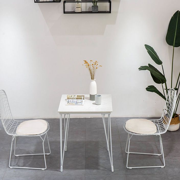 Armless Kitchen Dining Side Chair Metal Dining Chair in White