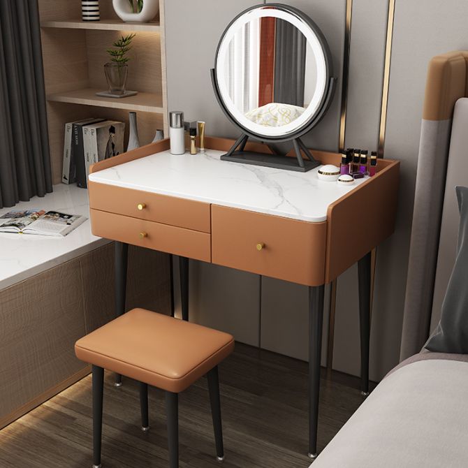 Contemporary Stone Dressing Table 31.1-In High Makeup Vanity Table with Stool