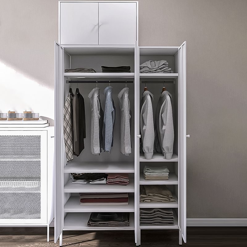 Metallic Finish Cabinet with Legs Contemporary Metal Wardrobe for Home