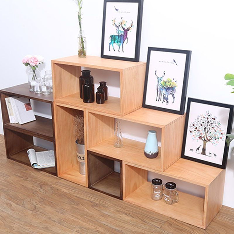 Open Back Cube Bookshelf Contemporary Wood Bookcase for Home