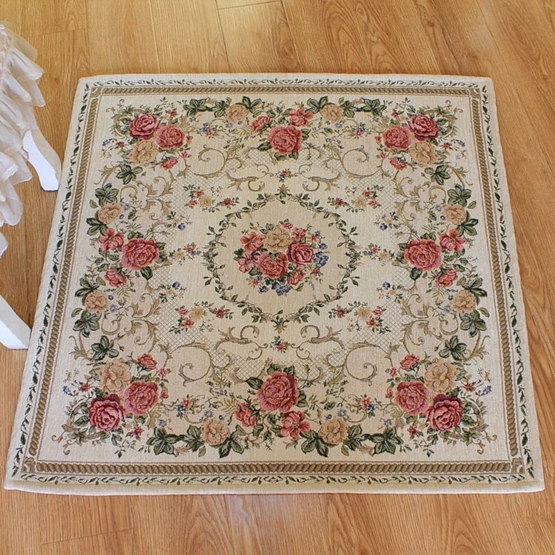 Multicolor Door Rug Retro Peony Carpet Cotton Non-Slip Pet Friendly Washable Indoor Rug