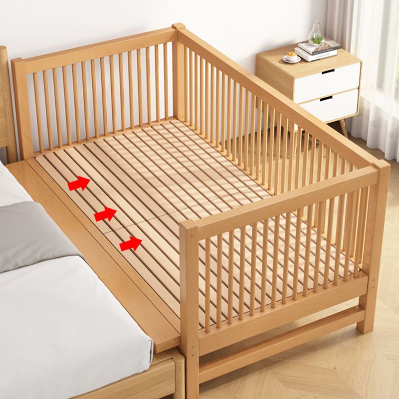 Convertible Nursery Crib Farmhouse Solid Wood Crib with Guardrail